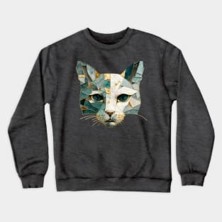 Mineral Jewel Kintsugi Cat Kitty Face Crewneck Sweatshirt